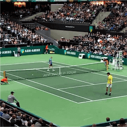 Indoor Hardcourt tennis match
