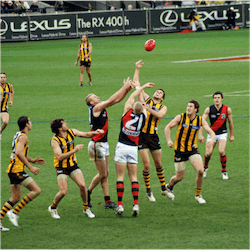 Players catching rugby ball